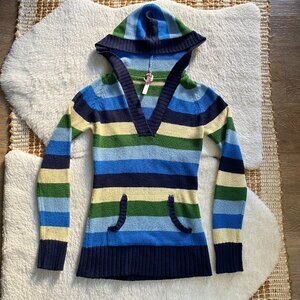 Y2K Striped Hoodie Sweater Women’s Medium Cozy Knit